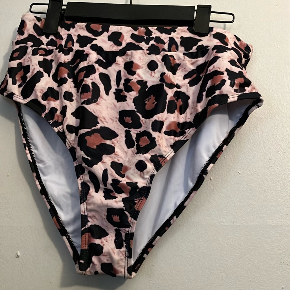 Leopard Print High-Waisted Bikini Bottoms